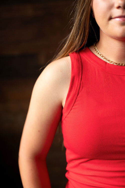 Alli Ribbed Round Neck Tank