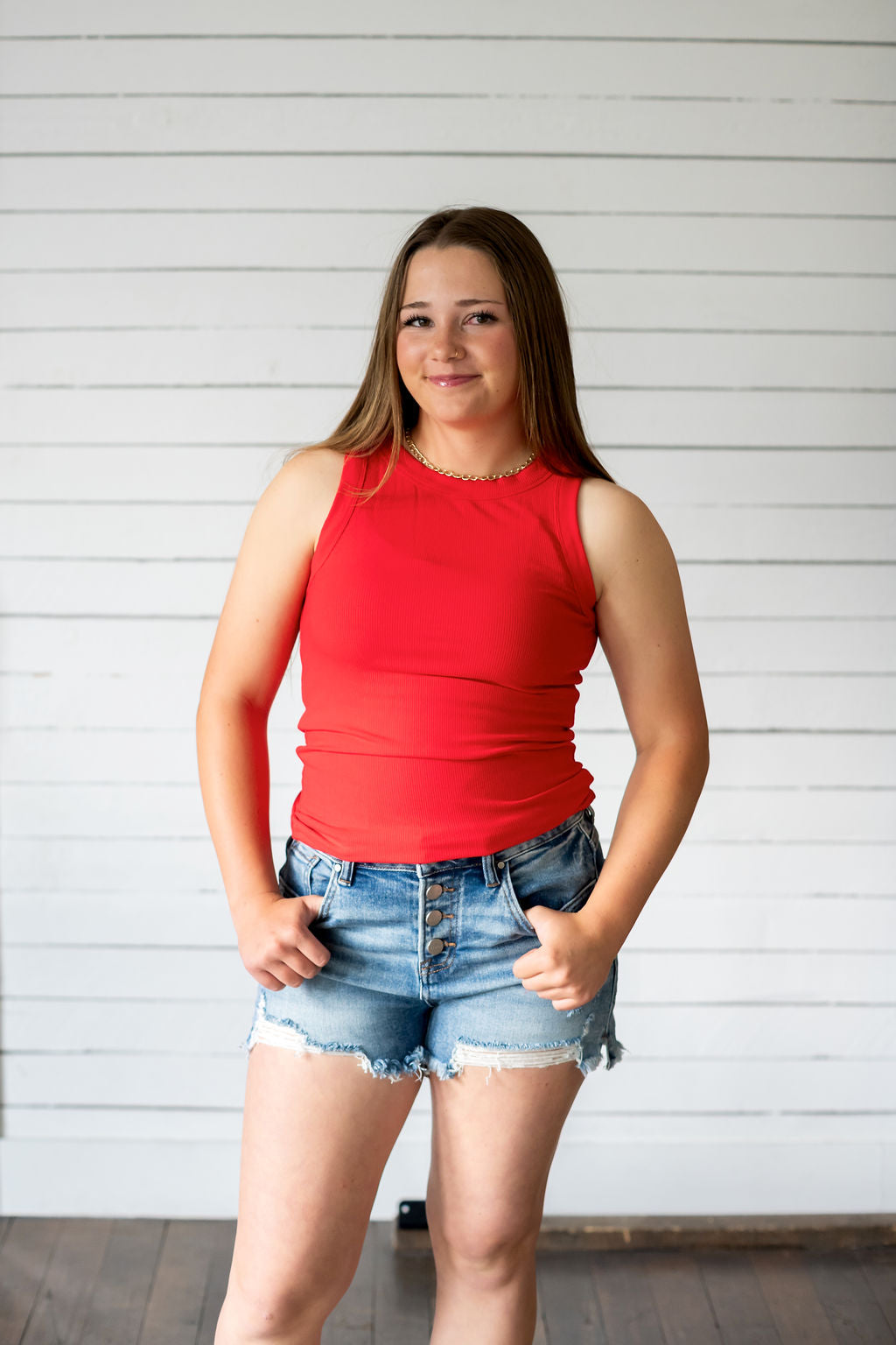 Alli Ribbed Round Neck Tank