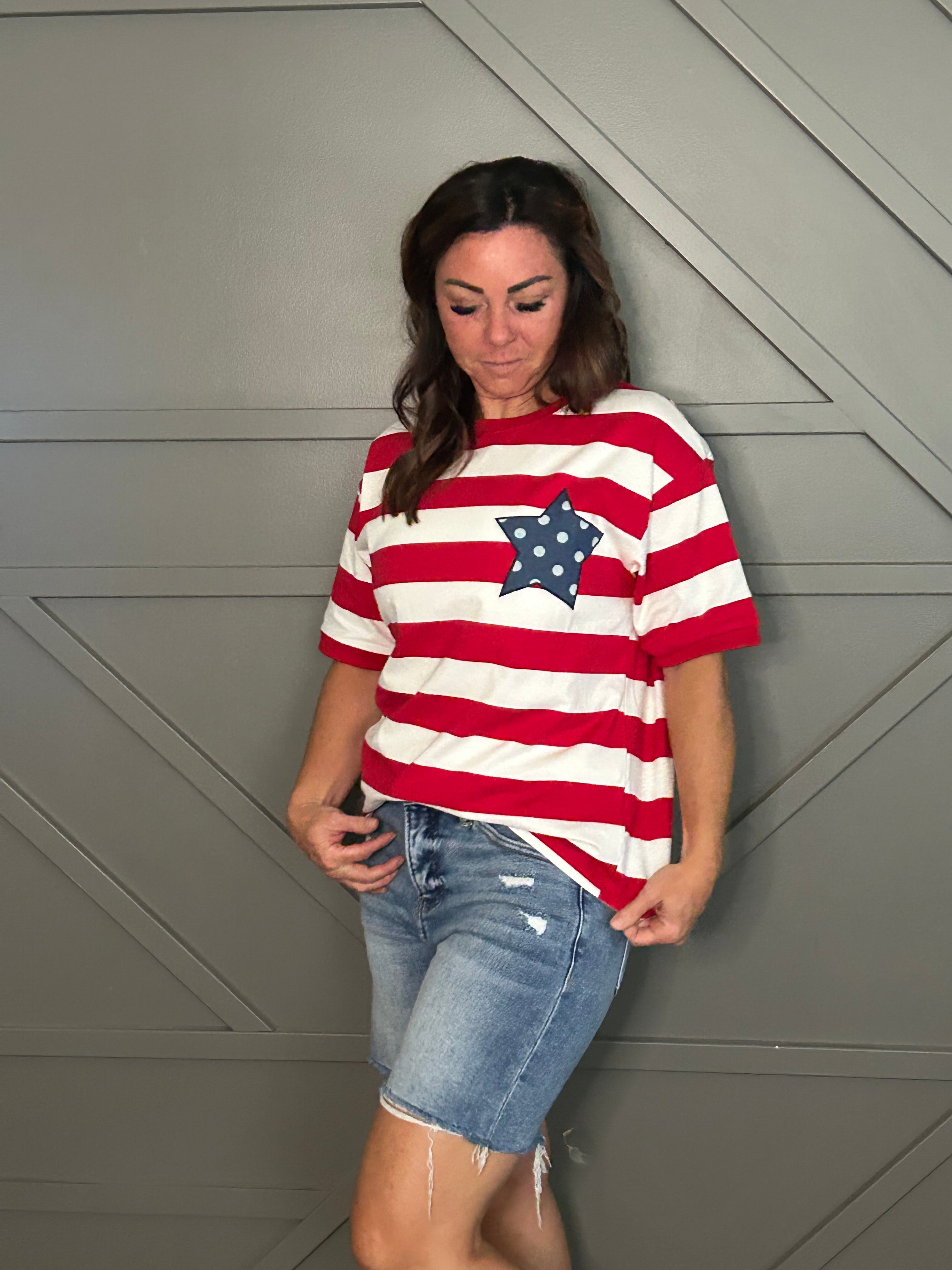 Liberty Striped Top With Star